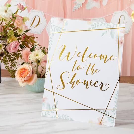 Kate Aspen® Geometric Floral Bridal Shower Party Décor Kit with Gold Foil